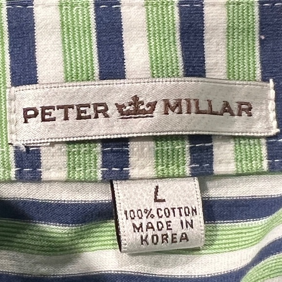 Peter Miller Polo Golf Golfer Green Striped Tennis Preppy Shirt - Picture 5 of 5